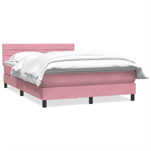 Ramsäng med madrass rosa 140x220 cm sammet