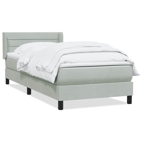 Ramsäng med madrass ljusgrå 90x210 cm sammet