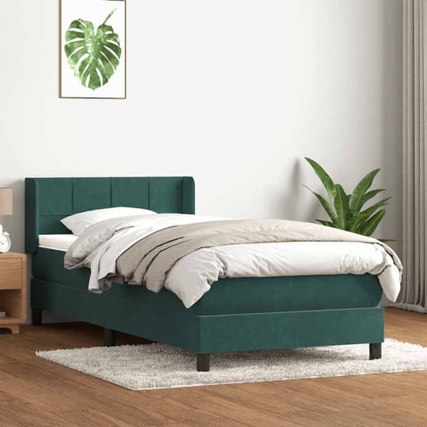 Ramsäng med madrass mörkgrön 100x210 cm sammet