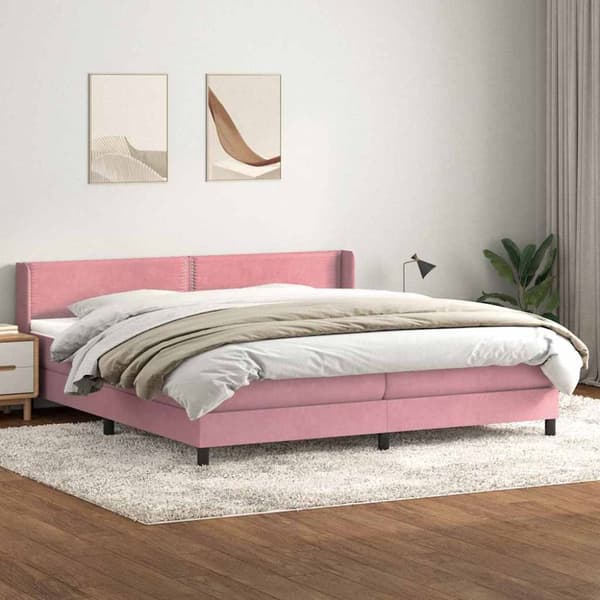 Ramsäng med madrass rosa 200x210 cm sammet