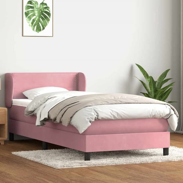 Ramsäng med madrass rosa 100x220 cm sammet