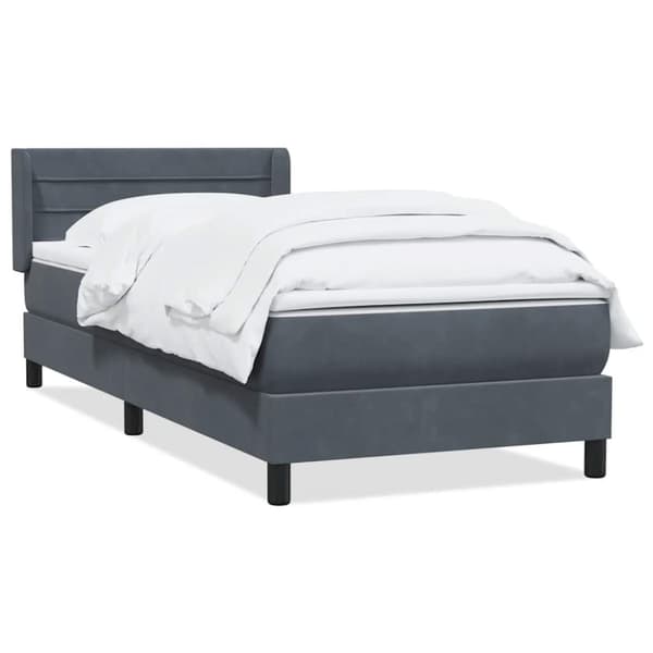 Ramsäng med madrass mörkgrå 80x210 cm sammet