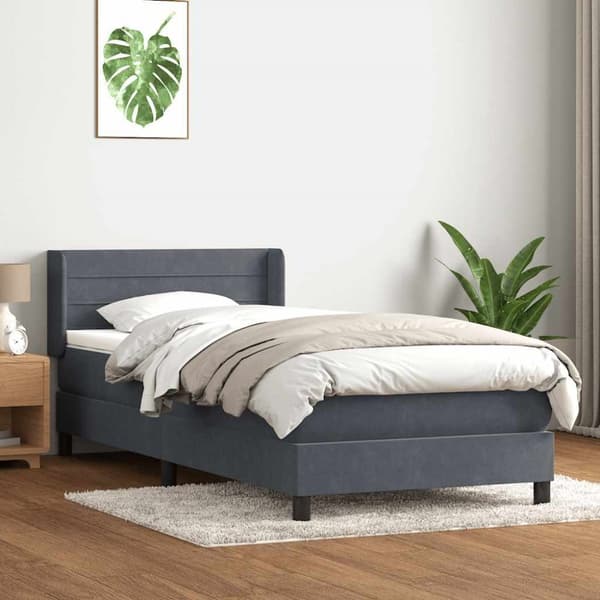 Ramsäng med madrass mörkgrå 80x210 cm sammet