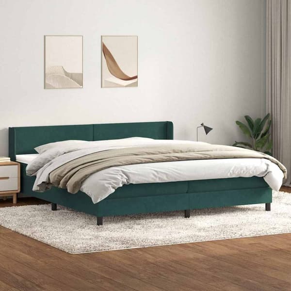 Ramsäng med madrass mörkgrön 200x210 cm sammet