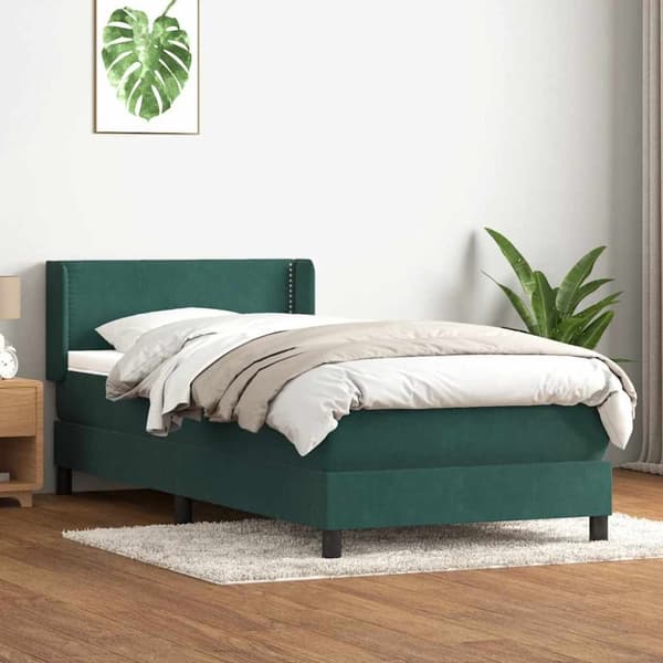 Ramsäng med madrass mörkgrön 80x220 cm sammet