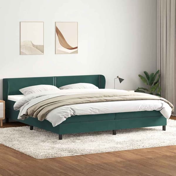 Resårsäng med madrasser mörkgrön 200x210 cm sammet
