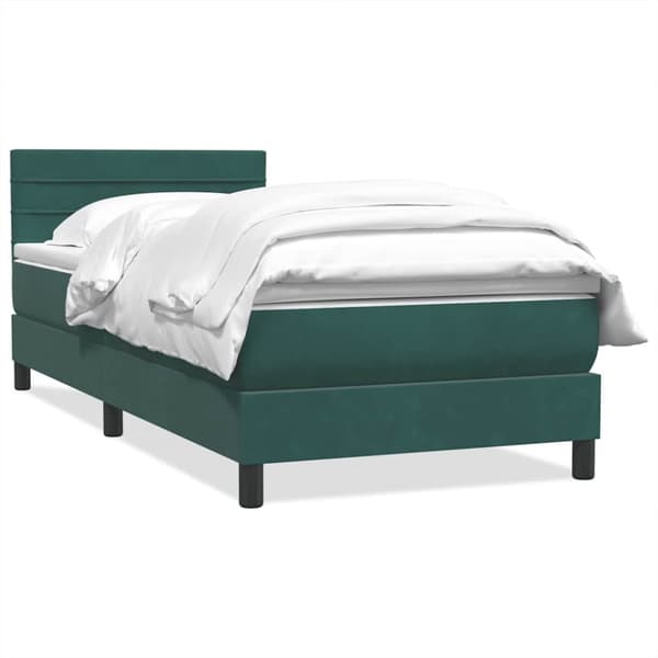 Ramsäng med madrass mörkgrön 90x210 cm sammet