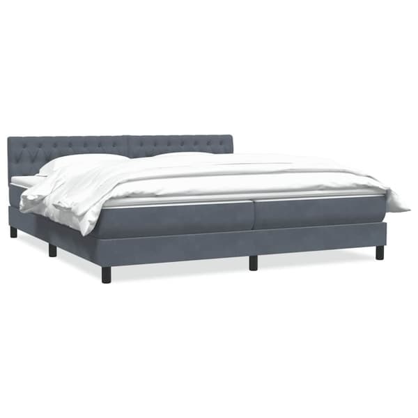 Ramsäng med madrass mörkgrå 200x210 cm sammet
