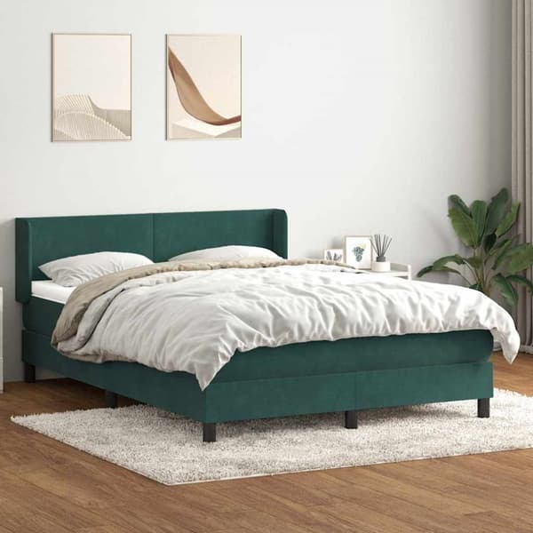 Ramsäng med madrass mörkgrönt 140x210 cm sammet