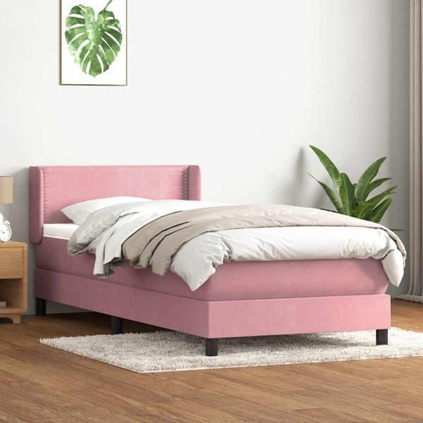 Ramsäng med madrass rosa 100x220 cm sammet