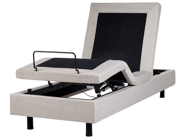 Säng Elektriskt Ställbar Beige Polyester 80 x 200 cm Liten Enkelsäng Fjärrkontroll Justerbar utan Huvudgavel