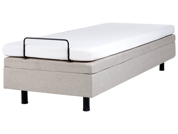 Säng Elektriskt Ställbar Beige Polyester 80 x 200 cm Liten Enkelsäng Fjärrkontroll Justerbar utan Huvudgavel