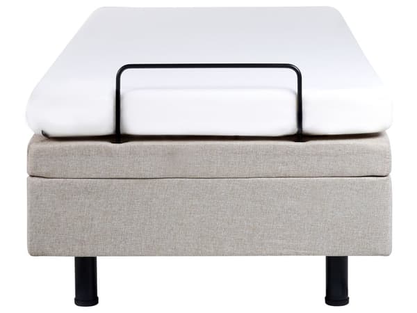 Säng Elektriskt Ställbar Beige Polyester 80 x 200 cm Liten Enkelsäng Fjärrkontroll Justerbar utan Huvudgavel