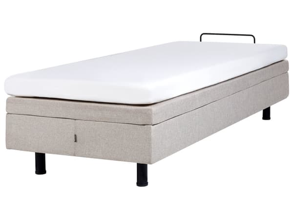 Säng Elektriskt Ställbar Beige Polyester 80 x 200 cm Liten Enkelsäng Fjärrkontroll Justerbar utan Huvudgavel