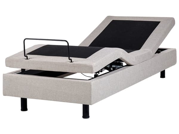 Säng Elektriskt Ställbar Beige Polyester 80 x 200 cm Liten Enkelsäng Fjärrkontroll Justerbar utan Huvudgavel