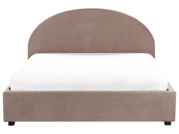 Seng Taupe Boucle 160 x 200 cm Moderne To Mands Seng med Opbevaring Blød Sengegavl Dobbeltseng Sengeramme Retro Design