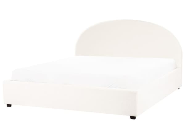 Seng Oppbevaringsseng Off-White Boucle 180 x 200 cm Minimalistisk Retro Design Oppbevaring