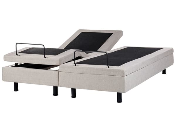 Elektrisk seng Beige Polyester 160 x 200 cm Fjernkontroll Justerbar Uten Sengegavl