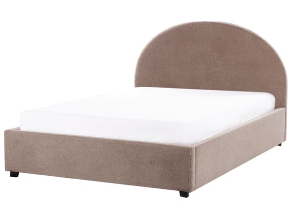 Seng Oppbevaringsseng Taupe Boucle 140 x 200 cm Minimalistisk Retro Design Oppbevaring