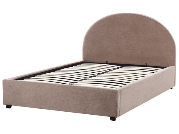 Seng Oppbevaringsseng Taupe Boucle 140 x 200 cm Minimalistisk Retro Design Oppbevaring