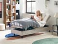 Miniatyrbilde 4 av 11: Elektrisk seng Beige Polyester 80 x 200 cm Fjernkontroll Justerbar Uten Sengegavl