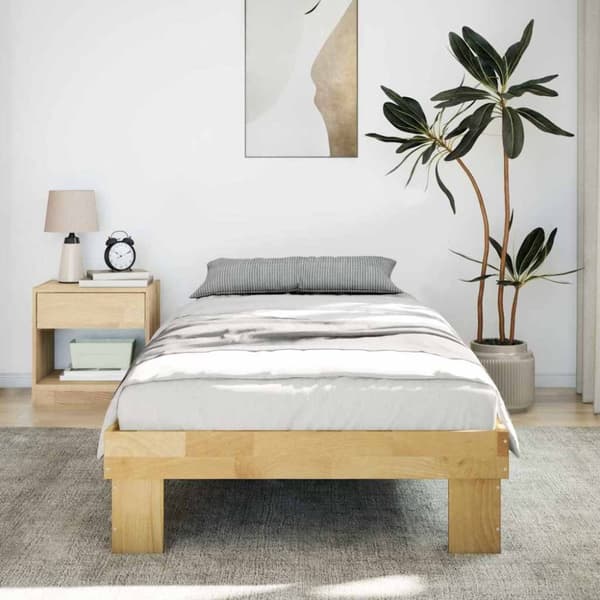 vidaXL Sengeramme uten Madrass 75x190 cm Heltre Eik