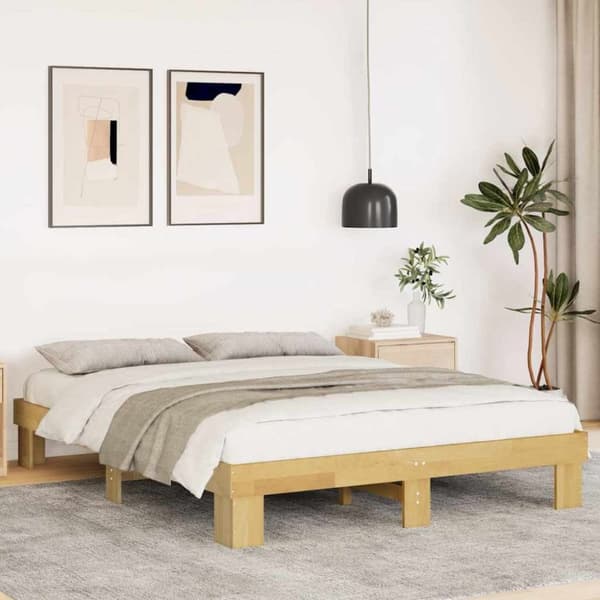 vidaXL Sengeramme uten Madrass 150x200 cm Heltre Eik
