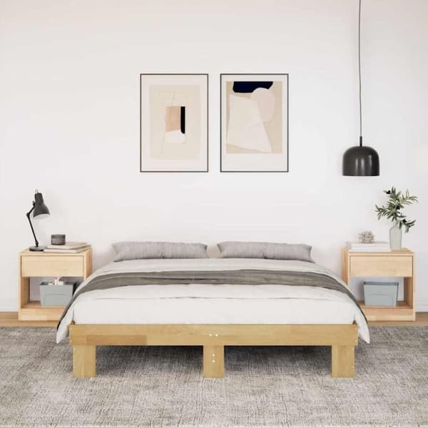 vidaXL Sengeramme uten Madrass 135x190 cm Heltre Eik