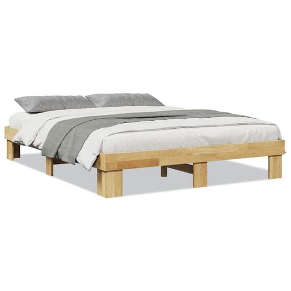 vidaXL Sengeramme uten Madrass 135x190 cm Heltre Eik