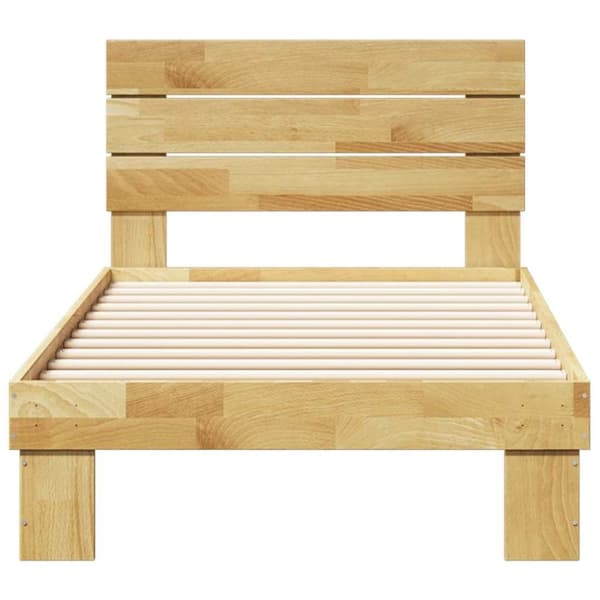vidaXL Sengeramme med hovedgærde uden madras 75x190 cm Massivt træ Eg
