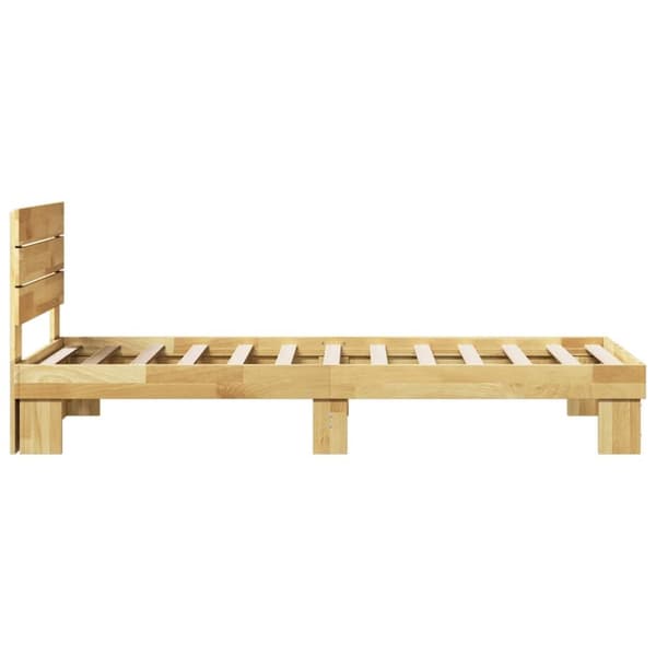 vidaXL Sengeramme med hovedgærde uden madras 75x190 cm Massivt træ Eg