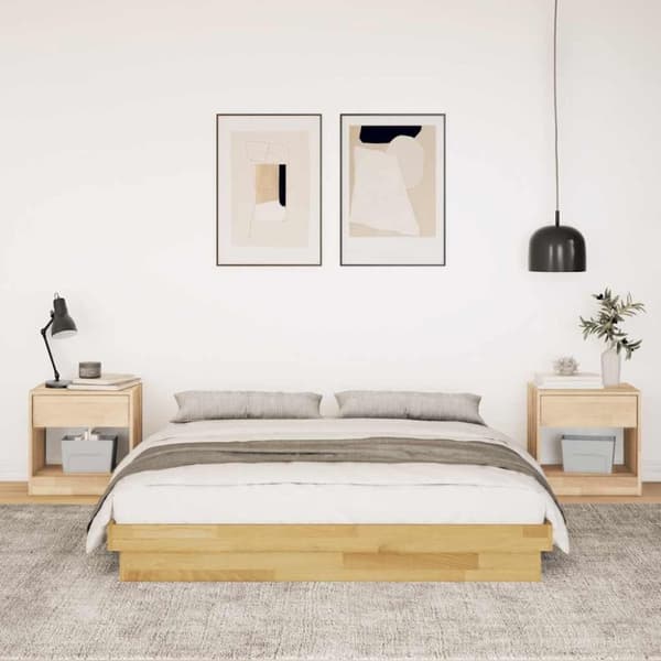 vidaXL Sengeramme uden madras 150x200 cm Massivt træ Eg