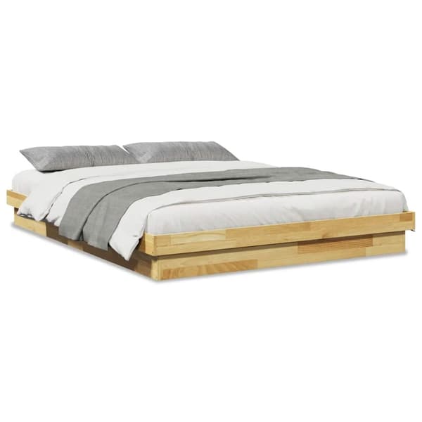 vidaXL Sengeramme uden madras 150x200 cm Massivt træ Eg
