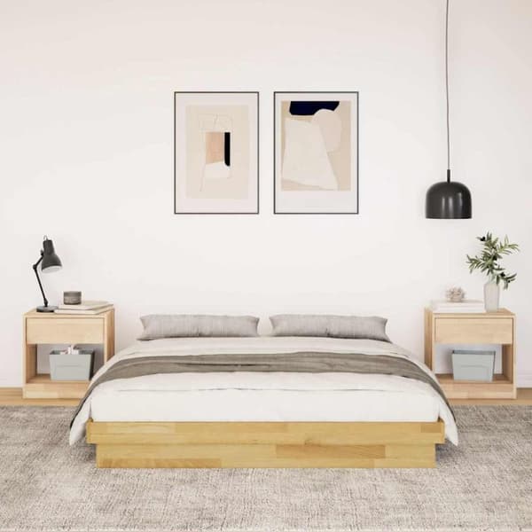 vidaXL Sängynrunko ilman patjaa 135x190 cm massiivipuutammea