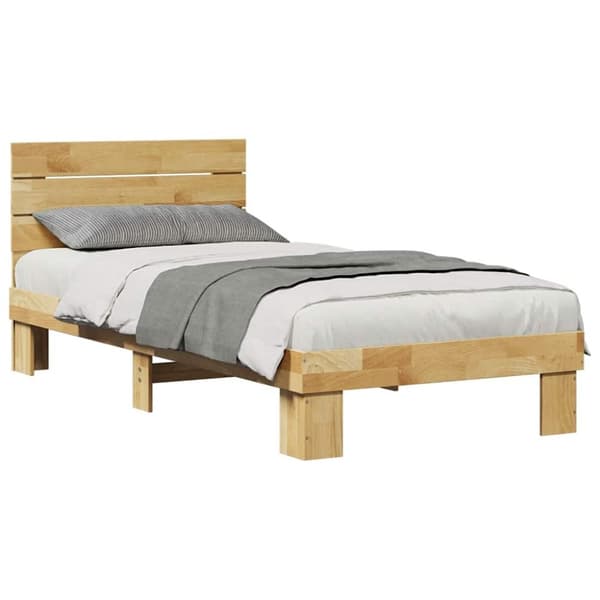 vidaXL Sengeramme med sengegavl uten madrass 75x190 cm Heltre Eik