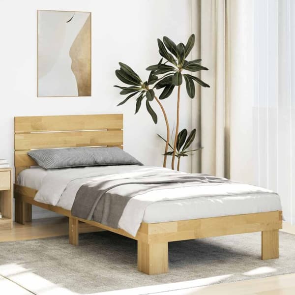 vidaXL Sengeramme med sengegavl uten madrass 75x190 cm Heltre Eik