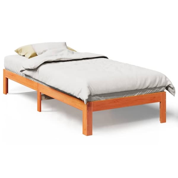 vidaXL Sengeramme uten madrass voksbrun 90x200 cm heltre furu