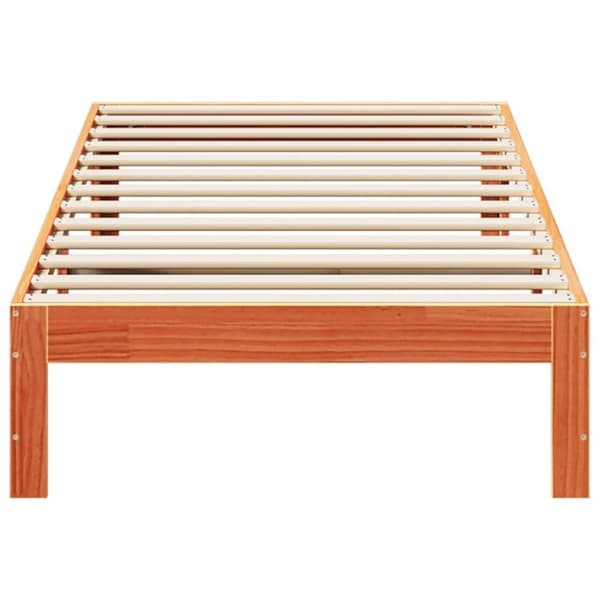 vidaXL Sengeramme uten madrass voksbrun 90x200 cm heltre furu