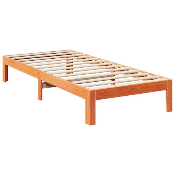 vidaXL Sengeramme uten madrass voksbrun 90x200 cm heltre furu