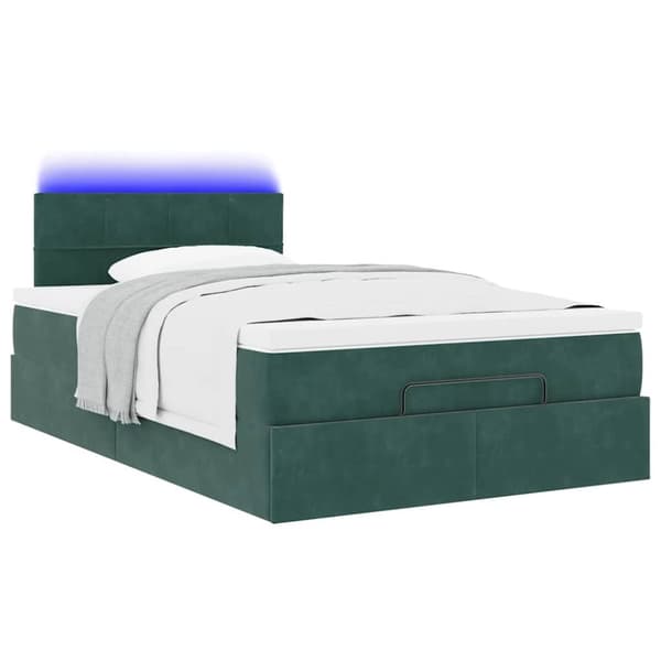 vidaXL Ottoman sängram med madrass mörkgrön 120x200 cm sammet