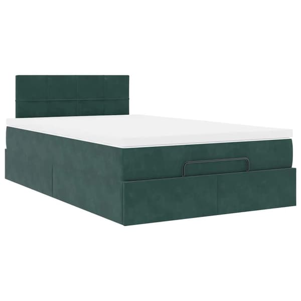 vidaXL Ottoman sängram med madrass mörkgrön 120x200 cm sammet