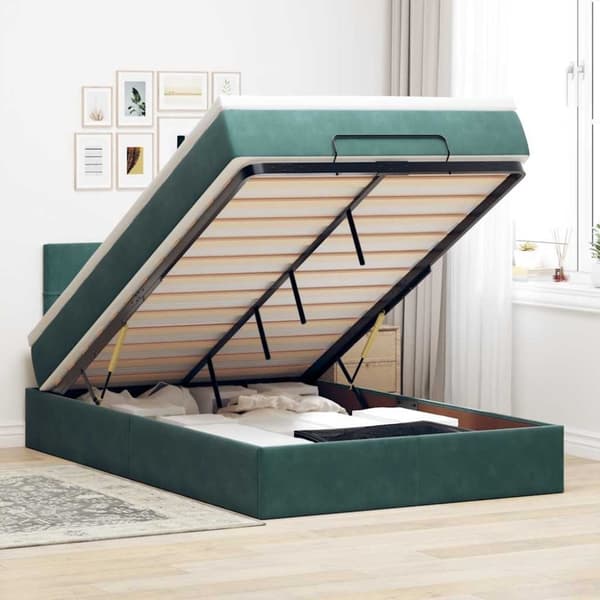 vidaXL Ottoman sängram med madrass mörkgrön 120x200 cm sammet