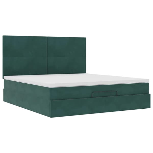 vidaXL Ottoman sengeramme med madrasser mørkegrønn 160x200cm fløyel
