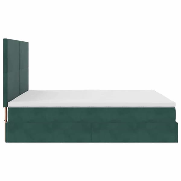 vidaXL Ottoman sengeramme med madrasser mørkegrønn 160x200cm fløyel