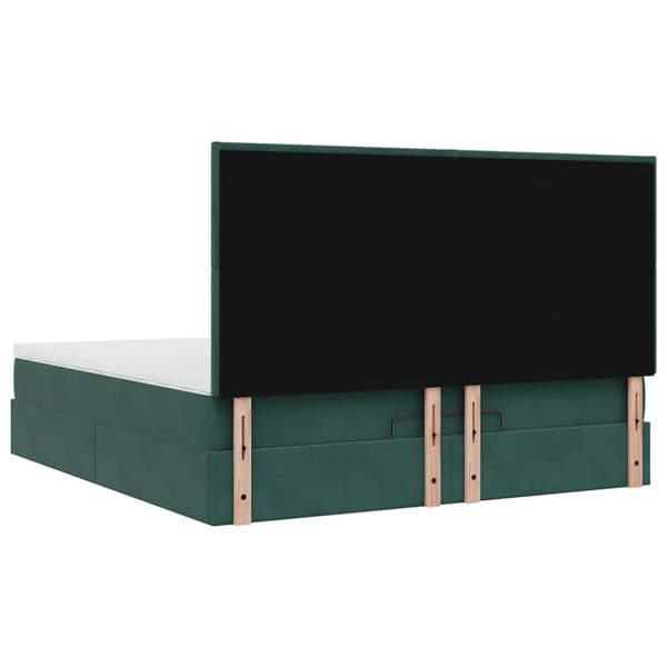 vidaXL Ottoman sengeramme med madrasser mørkegrønn 160x200cm fløyel