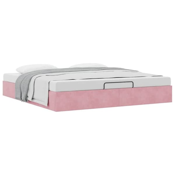 vidaXL Ottoman sengeramme uten madrass rosa 200x200 cm fløyel