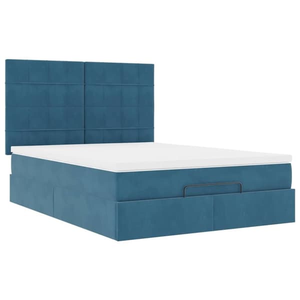 vidaXL Ottoman sengeramme med madrasser mørkeblå 140x190cm fløyel
