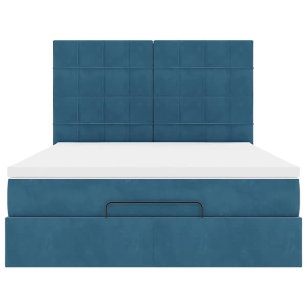 vidaXL Ottoman sengeramme med madrasser mørkeblå 140x190cm fløyel