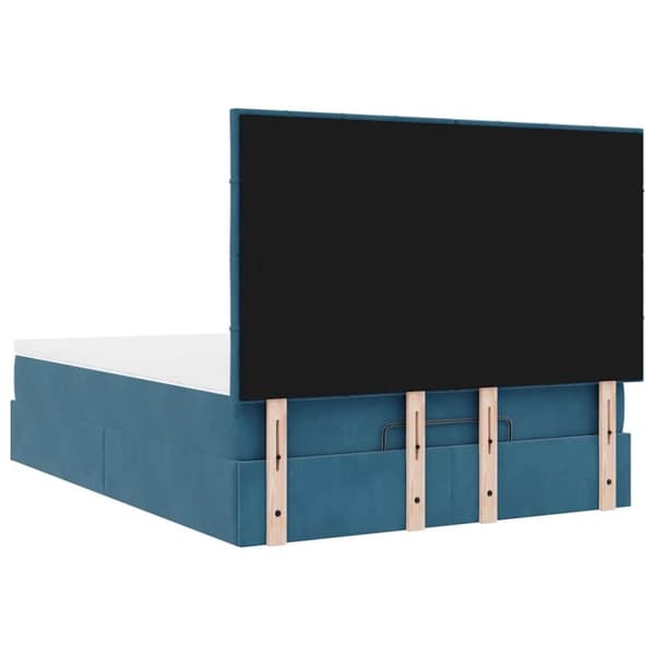 vidaXL Ottoman sengeramme med madrasser mørkeblå 140x190cm fløyel