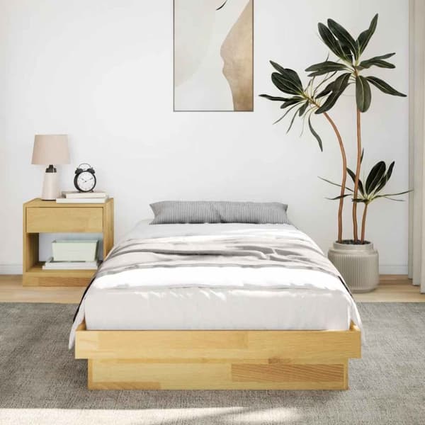 vidaXL Sengeramme uden madras 75x190 cm Massivt træ Eg